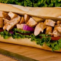 Teriyaki Chicken Sandwich · Charbroiled chicken breast with a teriyaki honey glaze, lettuce, tomato and red onions.