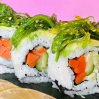 Harvest Blossom Roll · Vegetarian. (in) cucumber, steamed zucchini, carrot
(out) avocado, seaweed salad