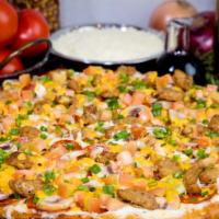 Garlic Supreme Pizza · White sauce, original crust, mozzarella cheese, pepperoni, mushrooms, italian sausage, green...