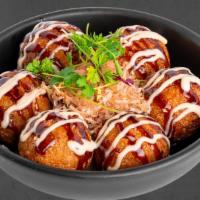 Takoyaki · fried octopus balls, eel sauce, mayo, bonito