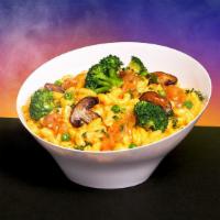 Veggie Lovers Mac And Cheese · Classic mac and cheese with broccoli, mushrooms, peas.