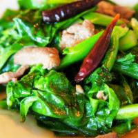 Chinese Broccoli · Choice of meat stir fried with Chinese broccoli, oyster sauce and chili.