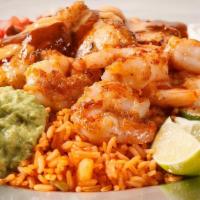 Garlic Shrimp Burrito · Sauteed in butter. Garlic and spicy salsa. Served with jack cheese, rice, lettuce, sour crea...
