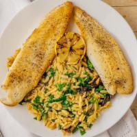 Orzo Pasta With Salmon Or Tilapia · Made with olive oil, sun dried tomatoes, spinach, red onions, salt and black pepper. Choice ...