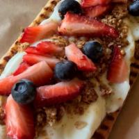 Berry Good Toast!! · Ciabatta toast with vanilla yogurt, granola, strawberries, blueberries, with honey drizzle.