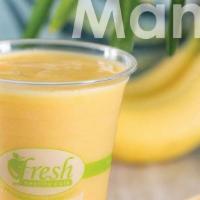 Mango Mania · Coconut water, mango, bananas, agave 200-301