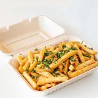 Mediterranean Fries · French Fries with Chopped Garlic, Parsley, Cilantro, & Jonah's Magic Sauce