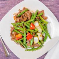 Beef With String Bean · String beans, red bell pepper, onion in black bean sauce.