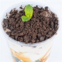 Frosty Spring · Caramel Milk Tea topped with Oreo Crumbs