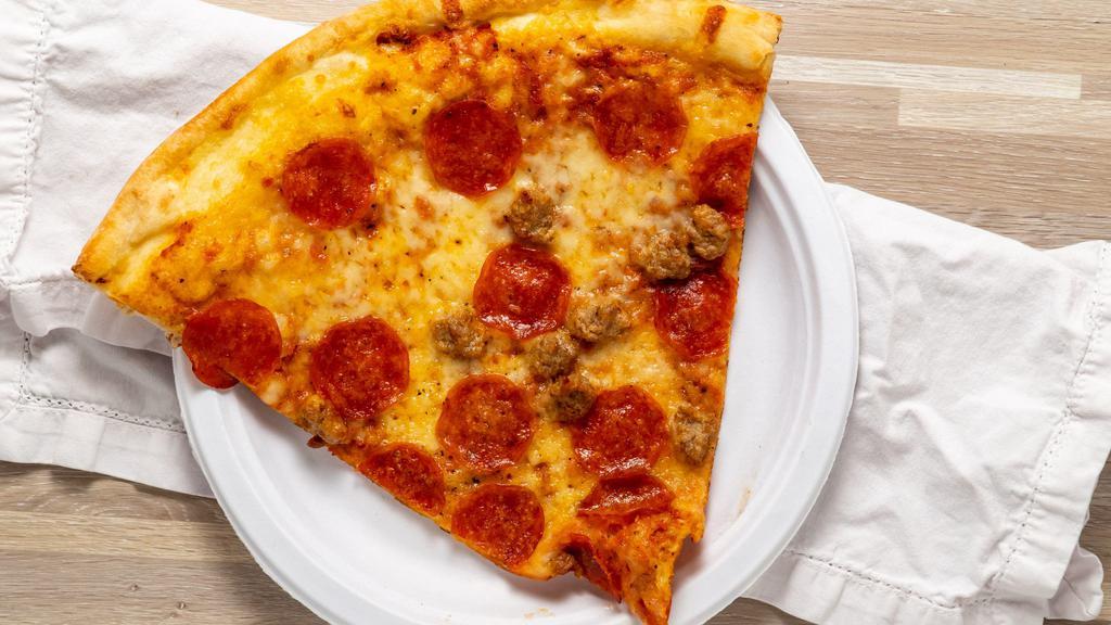 Pepperoni And Fennel Sausage Pizza · 
