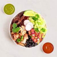 Double Meat Burrito Bowl · Your choice of 2 meats, rice, black beans, pico de gallo, lettuce