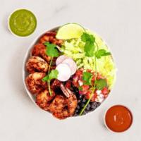 Shrimp Burrito Bowl · Shrimp, rice, black beans, pico de gallo, lettuce