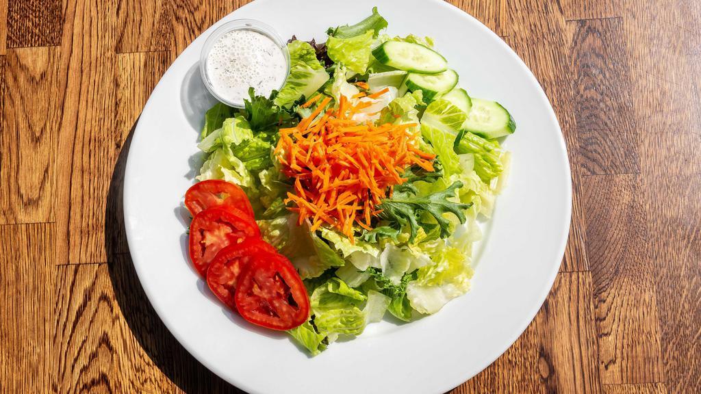 Green Salad · Vegetarian, gluten free. Gluten-free. Vegetarian. Romaine lettuce, spring green mix, tomato, Persian cucumber and carrots with a special house dressing.