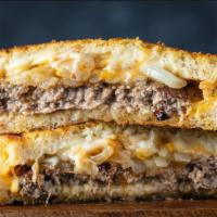 Carnivore Grilled Cheese · Basic 5 Grilled Cheese and the Grater Hamburger Patty made with 100% Angus Beef & Caramelize...
