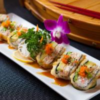 T-4 California Tempura Roll · With crab meat, cucumber and avocado.