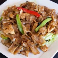 Spicy Basil Noodles · Stir-fried flat noodles with choice of meat, basil, bell pepper and onion in special sauce.
