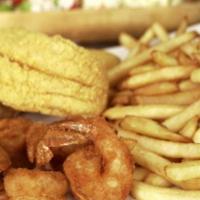 Fish Combo Dinner · Our Most Popular Dish! Option 1 Choose Between 2 Catfish Fillets, 2 Tilapia Fillets, 3 Jack ...