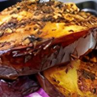 Eggplant Sandwich · Sour dough bread, eggplant, red bell pepper, pickles, jalapeno, three vegetables, vegan mayo...