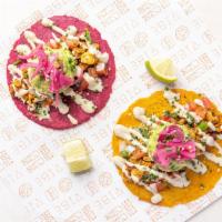 Early Bird Tacos · Homemade organic corn tortillas filled with cauliflower scramble, pico de Gallo, guacamole, ...