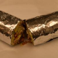 Super Burrito · Meat,  rice,whole beans, cheese, sour cream, guacamole, and  pico salsa.