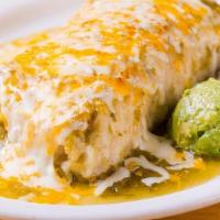 Grande Burrito · choice of meat, refried beans, rice, lettuce, guacamole, sour cream, cheese, your choice of ...
