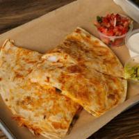 Flour Tortilla Quesadilla · 3 cheese blend, poblano peppers, crema, guac add pulled pork, chicken, or beef barbacoa +3 a...