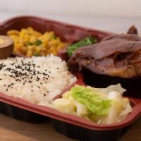 Marinated Chicken Leg Combo Box 滷雞腿便當 · comes with daily sides, rice and your choice of tea