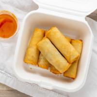 Veggie Egg Rolls · With cabbage, carrot, and glass noodle. Serve with sweet and sour sauce.