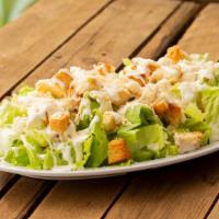 Caesar · Romaine lettuce, Vegan Follow Your Heart Parmesan Cheese, croutons, house made dressing