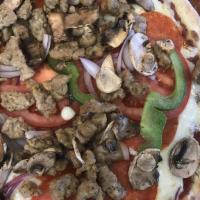 Oggi'S Special - 14 Inch · Pizza sauce, mozzarella, pepperoni, sausage, mushroom, red onions, green bell peppers, tomat...