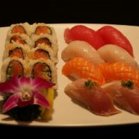 Harbor Combo · Chef's choice of sushi eight pieces and choice of one roll.