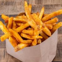 Hot Fries · Fries dusted with Hot Haus Rub.  Spicy and addictive.