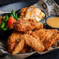 Honey Q Fried Chicken · Served with our famous 