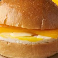 Egg & Cheese Brioche · Brioche bun, Egg, Shaved Parmesan, Cheddar. Contains: Egg, Milk, Soy, Wheat