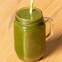 Green Smoothies · Sixteen oz. kefir water is the base, kale, parsley, celery, cucumber, fruit in season, and b...