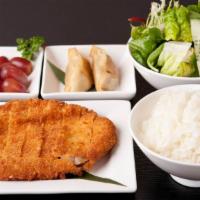 Chicken Katsu · Japanese panko fried chicken tenders drizzled with honey and cracked pepper. served w. grill...