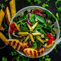 Chicken Gorgonzola Salad · Chicken breast, fresh spinach, red onion, penne pasta, tomatoes, and Gorgonzola cheese, toss...