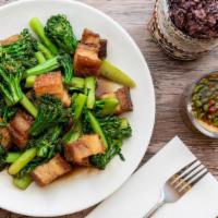 Crispy Pork Belly · Our crispy pork belly is homemade here at. MTK daily. Comes with crunchy broccolini. in hous...