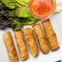 Egg Rolls (5) · Shrimp, mushrooms, taro, clear vermicelli, and vegetables rolled in rice paper, flash-fried,...