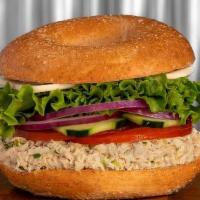 Albacore Tuna Salad (Cold) · Albacore white tuna salad served with tomato, cucumber, onion, lettuce, jack cheese on your ...