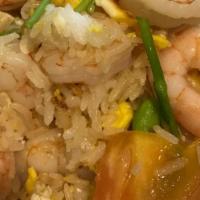 Bangkok Fried Rice · Classic Bangkok-style fried rice, stir fried on open flame, with eggs, peas, carrots, onions...