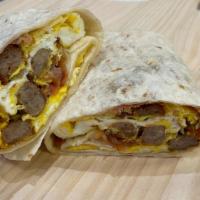 Breakfast Burrito Sausage & Cheese · Scrambled Eggs, Sausage, Cheddar Cheese, Flour Tortilla