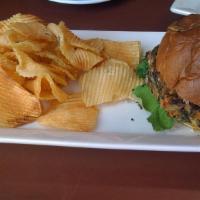 Veggie Burger · Beyond plant based patty, arugula, tomato, avocado, cilantro aioli, focaccia bun