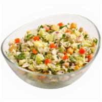 Tuna Salad Chop · Double tuna salad, tomato, celery, red onions, croutons, balsamic vinaigrette dressing.