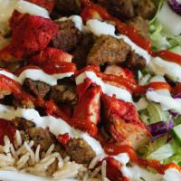 Mix Platter · All platters come with brown basmati rice lettuce tomato cucumber white sauce and hot sauce.