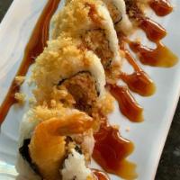 Crunchy Roll · In: Shrimp Tempura with Crabmeat Out: Crunch