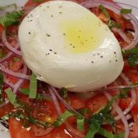 Caprese Salad · Vegetarian, gluten free. Burrata mozzarella cheese, fresh tomatoes, modena balsamic vinaigre...
