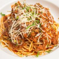 Spaghetti Bolognese · Spaghetti with meat sauce.