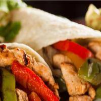Pepper Chicken · Chopped, marinated, and charbroiled chicken tenders with grilled bell peppers and onions, tz...