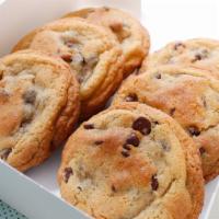 6 Chocolate Chip Cookies · Six of our signature gourmet chocolate chip cookies baked to perfection with a soft gooey ce...